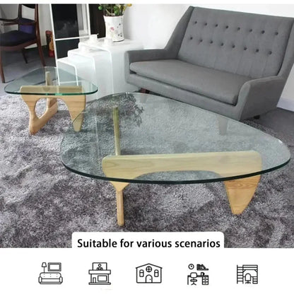 Table basse moderne en verre, 32,68" P x 22,44" L x 15,75" H, tables à thé rondes abstraites pour salon, maison, bureau, industriel