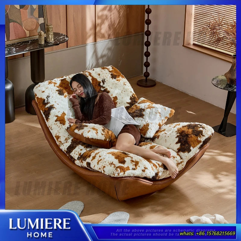 Italian Style Lounge Chair Reclining Sofa Chair for Living Room Bedroom Balcony Modern Designer Lazy Sofa with Adjustable