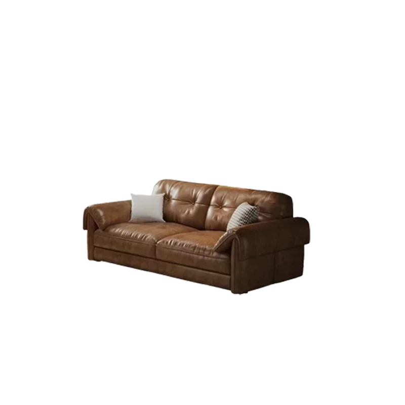 Minimalist Brown Sleep Sofa Faux Leather Designer Loveseat Lazy Sofa Couch Cloud Divano Da Soggiorno Living Room Furniture