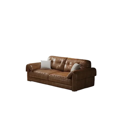 Minimalist Brown Sleep Sofa Faux Leather Designer Loveseat Lazy Sofa Couch Cloud Divano Da Soggiorno Living Room Furniture