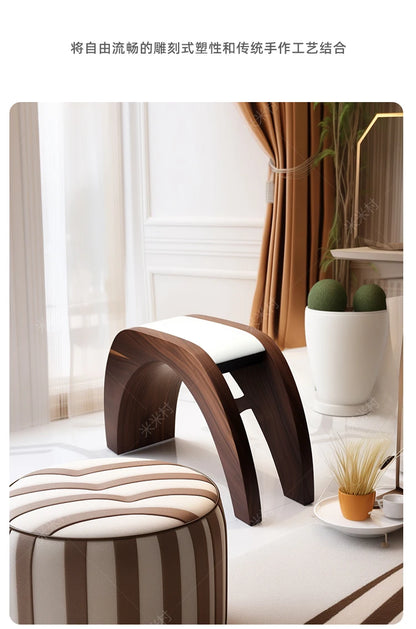 Nordic creative small stool high-end home stool strong and durable solid wood fashion shoe change solid wood seat stool