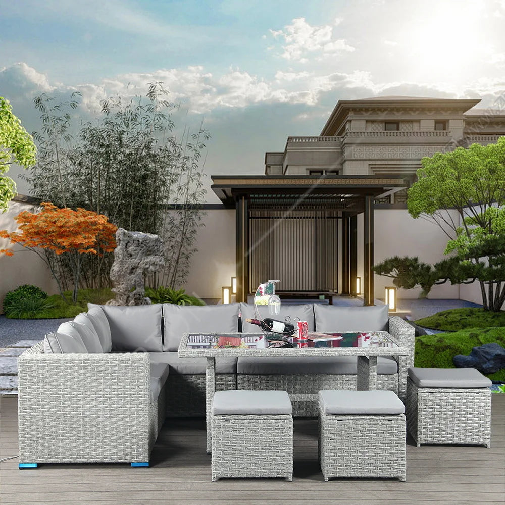 Set Patio Furniture Outdoor Rattan Corner Sofa Set Rattan Couch Garden Sofa Wicker Outdoor Furniture Sets