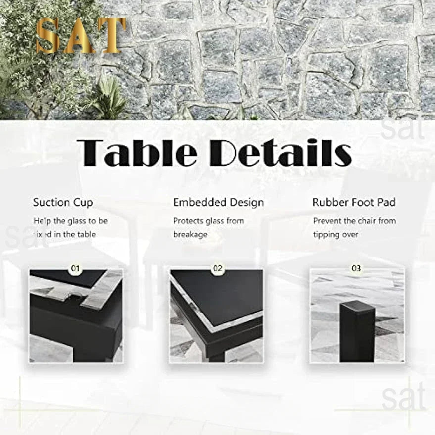 A Patio Furniture Set Outdoor Conversation Textilene Fabric Chairs for Lawn, Garden, Balcony, Poolside with A Glass Coffee Table