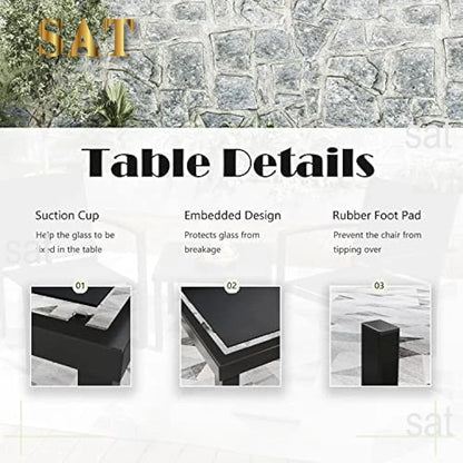 A Patio Furniture Set Outdoor Conversation Textilene Fabric Chairs for Lawn, Garden, Balcony, Poolside with A Glass Coffee Table