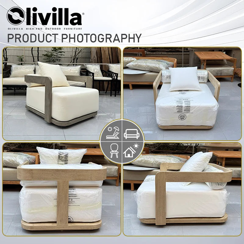 Patio Aluminum Furniture Comfortable Thick Upholstered Cushions Quick Dry StyleSofa Set for Garden Living Room Courtyard