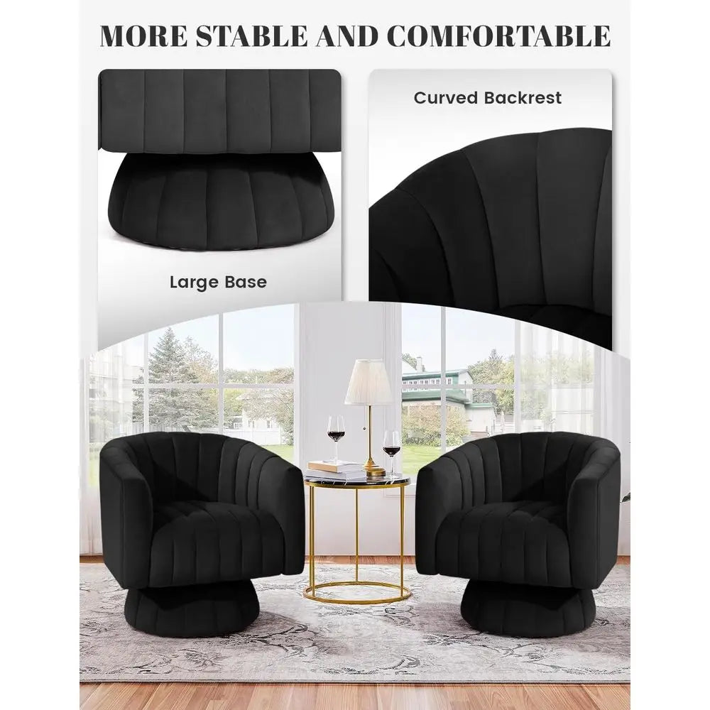 Mid-Century Swivel Barrel Chair with Armrests, Overstuffed Velvet, 360° Rotation, Suitable for Living Spaces，Customized