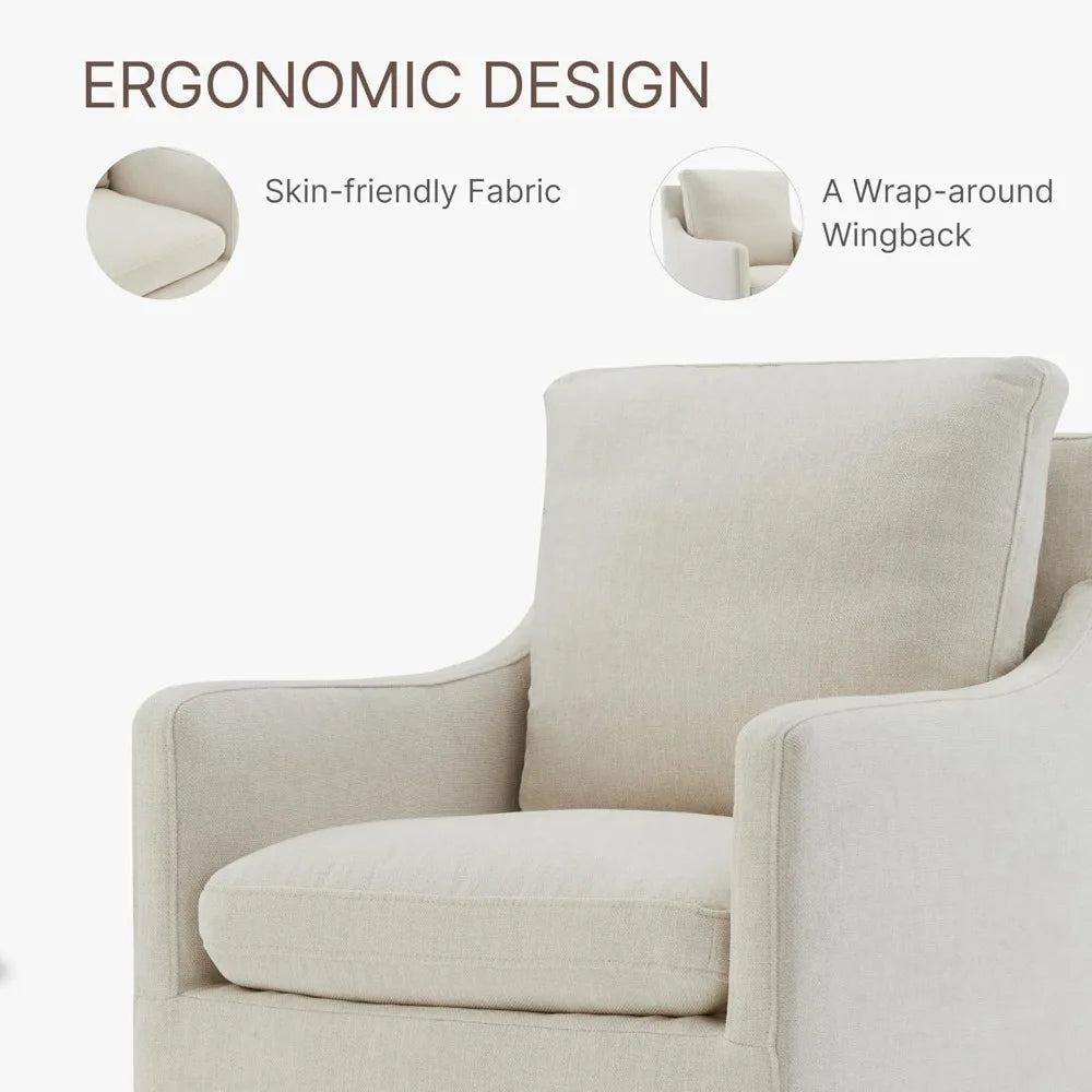 Rolling Upholstered Dining Chairs - Modern Armchairs with Casters for Dining, Bedroom, and Living Spaces