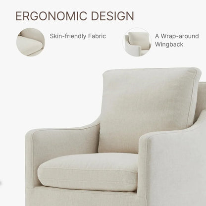 Rolling Upholstered Dining Chairs - Modern Armchairs with Casters for Dining, Bedroom, and Living Spaces