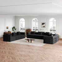 8-Seater Convertible Chenille Sofa Bed with Side Storage Pockets, Foldable for Living Rooms, Bedrooms, and Studies, Carpeted