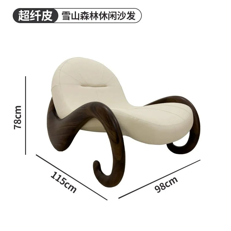 Sofa chair creative single living room study Italian minimalist leather leisure reclining chair