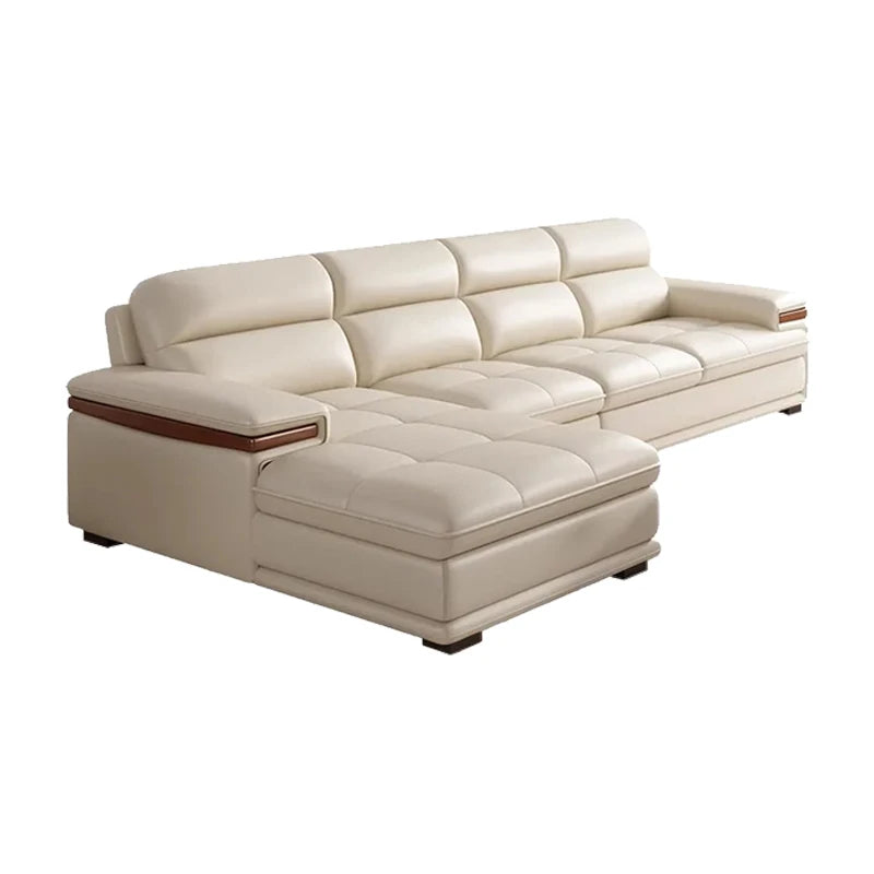 Leather sofa modern simple living room size apartment concubine solid wood combination imported first-layer cowhide sofa