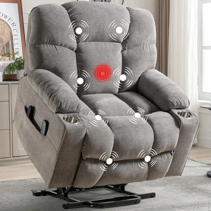 EBELLO Oversized Power Lift Recliner Chair for Elderly, Electric Recliner Chair with Massage and Heating with USB Port