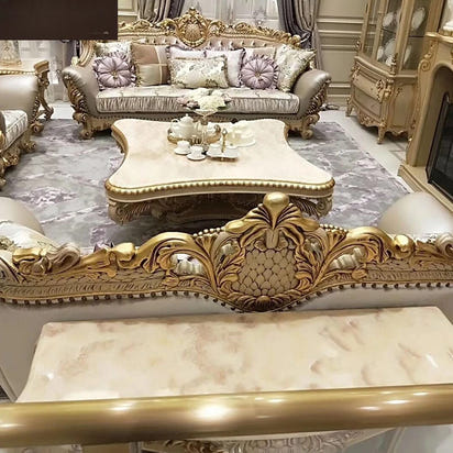 Luxury European-style villa leather sofa combination