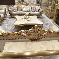 Luxury European-style villa leather sofa combination