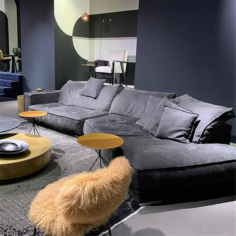 Italian fabric matte velvet Nordic minimalist technology cloth size apartment luxury living room shaped combination corner sofa