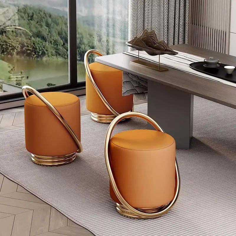 Dressing Table, Stool, Home Living Room Coffee Table, Simple Bedroom Makeup Sofa, Nordic Modern Light Luxury Round Dressing