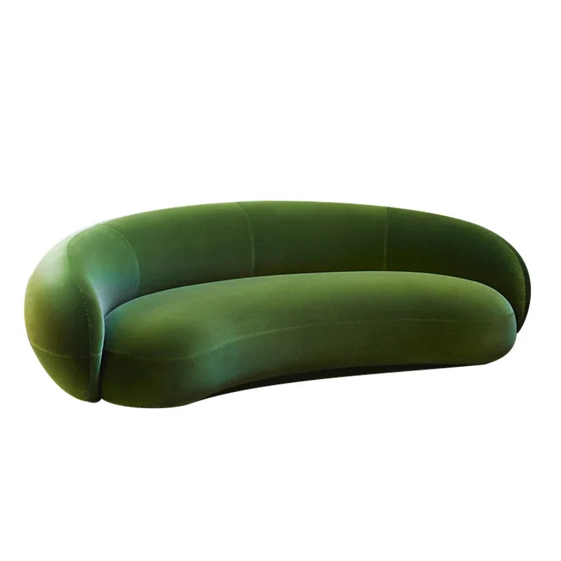 -Contemporary Minimalist Sectional Sofa Set Wood Frame with Curved Sleeper Sponge Filled for Home Hotel or Apartment