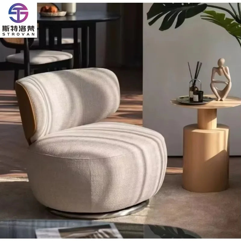 Modern Single Swivel Sofa Chair for Living Room Light Luxury Creative Leisure Minimalist Reception Negotiation Chair for Balcony