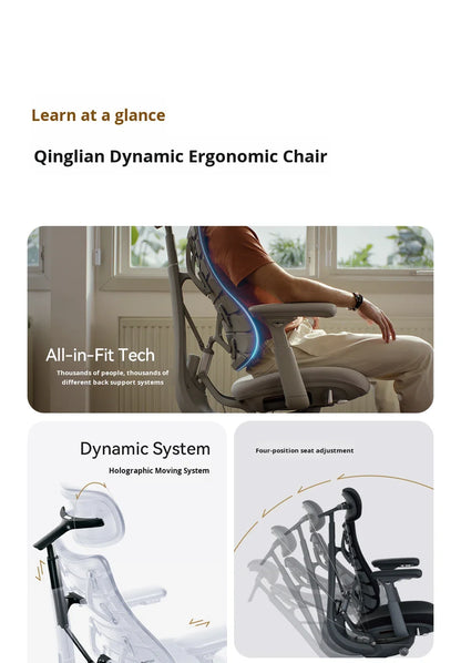 LiberNovo Omni Dynamic Ergonomic Adjustable Aluminum Alloy Electric Slide Office Swivel Chair Game Chair High Back Support