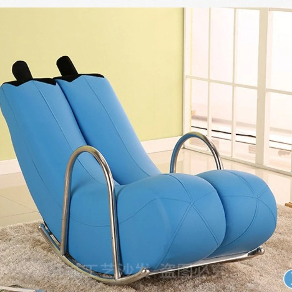 Banana Rocker Chair PU Leather Lounge Chair w/Metal Frame, Indoor Single Seater Sofa for  Comfortable Recliner Chair for Adults