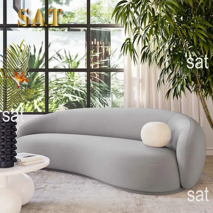 For Modern Velvet Round Arm Curved Sofa Large Couch Lounge Sofa for Home Hotel Furniture