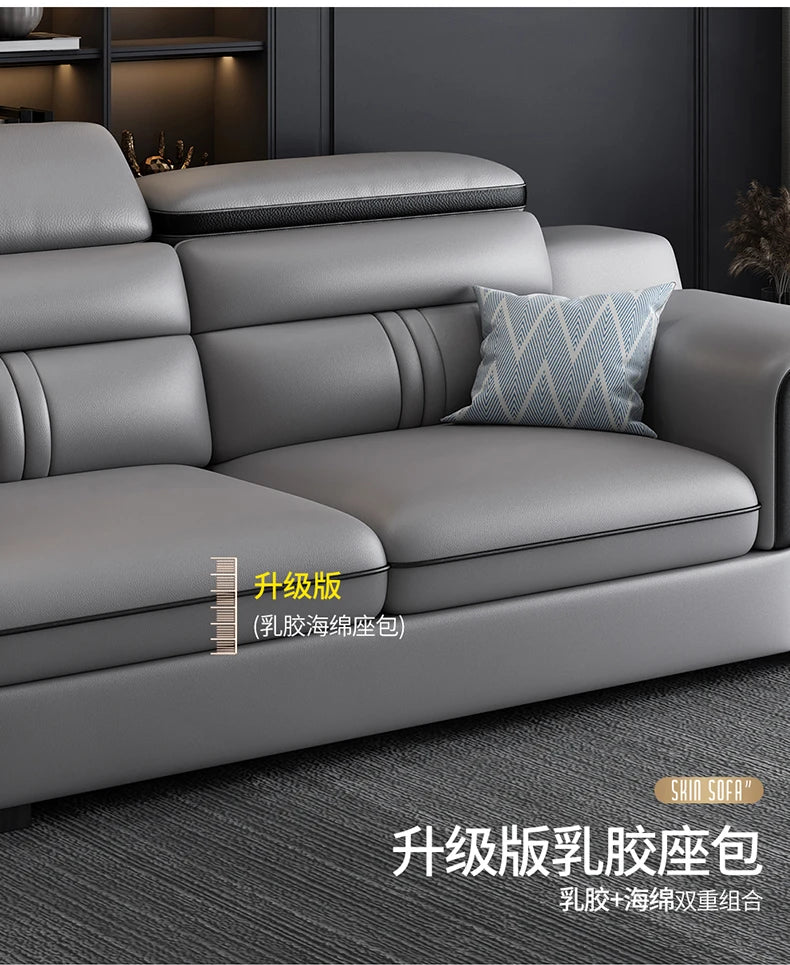 Genuine Leather Sofa Cowhide Modern Wireless Charging Smart Audio Sofa Living Room Corner Combination Divano Home Furniture