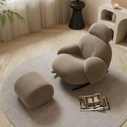 Fluffy White Living Room Chair, Modern Cute Ergonomic Floor Lounge Recliner, Meuble Salon Home Furniture Rocking Chair  Designer