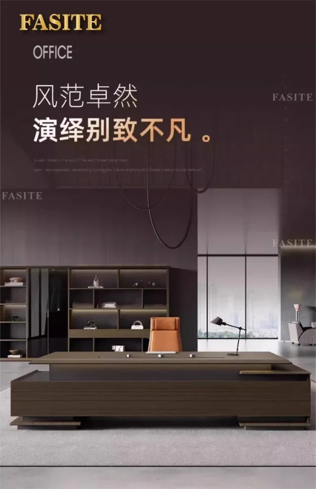 Premium Light luxury office boss table, simple modern class desk, high-end president table