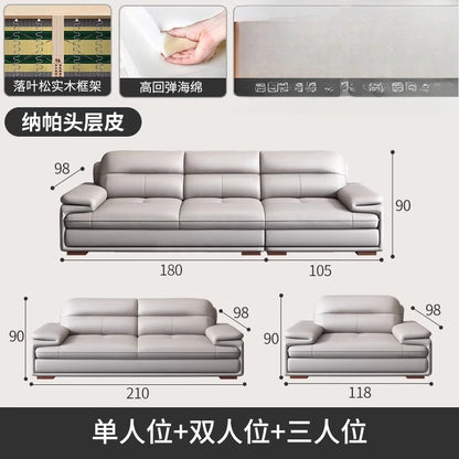 Italian leather, simple size apartment, sofa combination