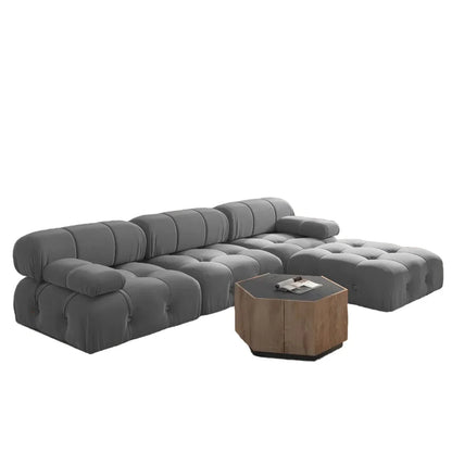 -Nordic Modern Modular Sofa Set Light Luxury Fabric Buckle Design Living Room Convertible Features Sponge Wood Foam Hotels