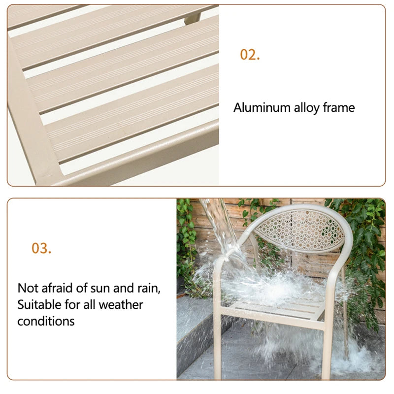 All Aluminum Bistro Chairs Set of 2 Metal Outdoor Chair with Armrests Weatherproof Patio Chair for Garden Backyard Balcony