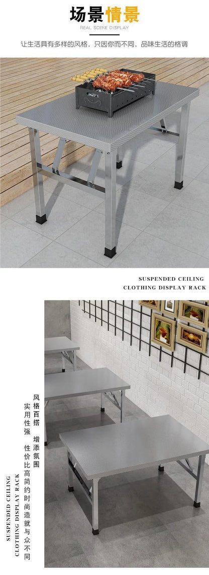Square Folding Utility Table Home Restaurant Stainless Steel Dinner Tables Outdoor Indoor Portable Foldable Wedding Dining Table