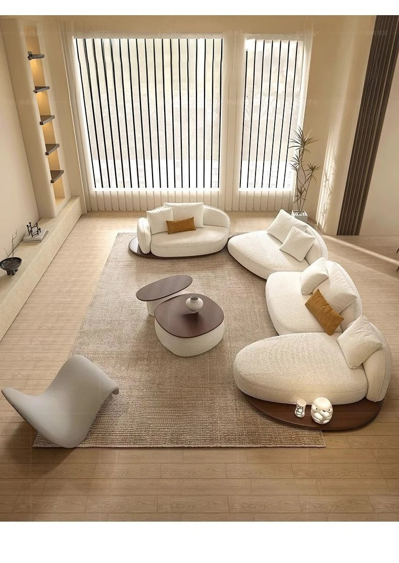 Living Room Coffee Table Designer Creative Three-person Log Style Furniture Modern Simple Modern Morocco Fabric Sectional Sofas