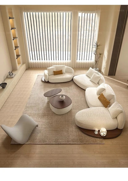 Living Room Coffee Table Designer Creative Three-person Log Style Furniture Modern Simple Modern Morocco Fabric Sectional Sofas