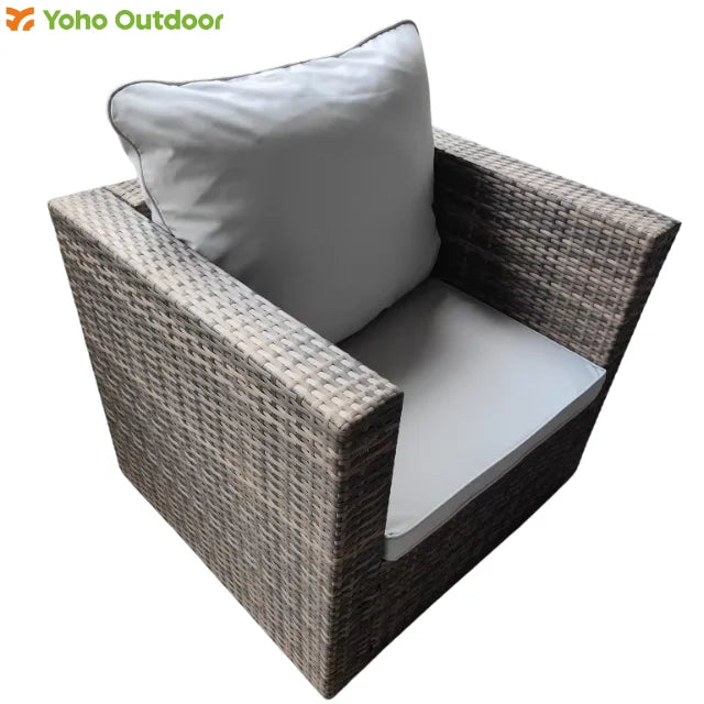 Modern Design Garden Rattan Patio Wicker L Shape Corner Sofa Set with Single Sofa Chair Exterior Pe Rattan Outdoor Sofa