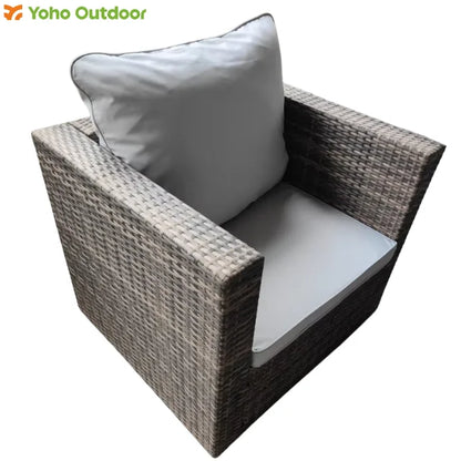 Modern Design Garden Rattan Patio Wicker L Shape Corner Sofa Set with Single Sofa Chair Exterior Pe Rattan Outdoor Sofa