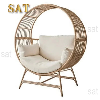 #x New  Bellamy Round Wicker Outdoor Egg Chair, Beige