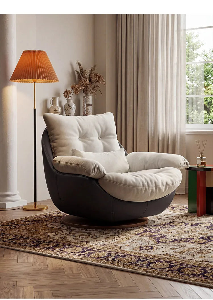 Medieval sofa chair light luxury high-end chair single rotating lazy leisure chair