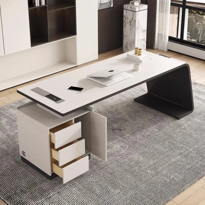 Table Bureau Blanc Mesas Gaming Tables Rotating Bookcase Office Furniture Offices Wood Desk Organizer Laptop Stand Room Desks