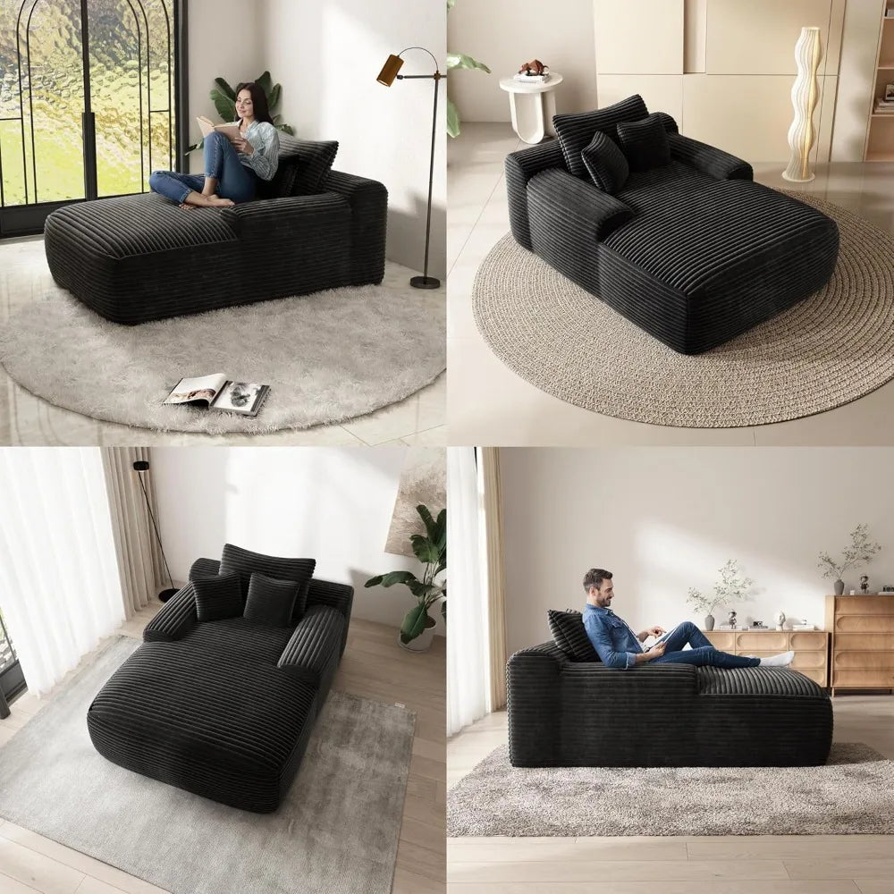 67'' Boneless Chaise Lounge Chair Indoor,Cloud Sofa Couch Bed,Sleeper Chair for Living Room Bedroom, Oversized Corduroy Couchs w