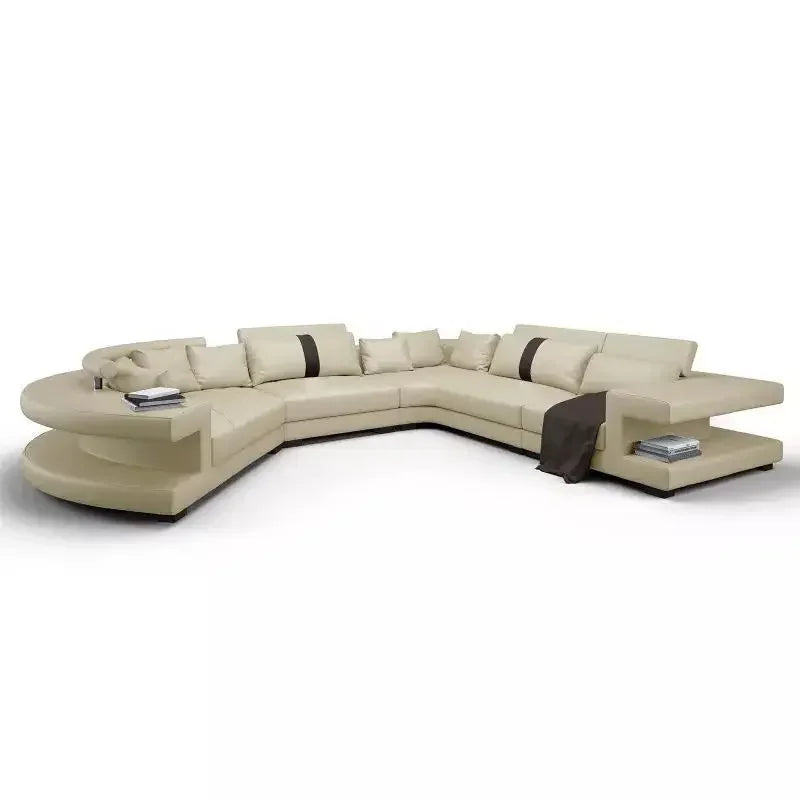 New Arrival Modern Living Room Leather Sofa, Lounge Chair, Living Room Designer Combination Sofa, U-shaped Sofa, Luxury Leather