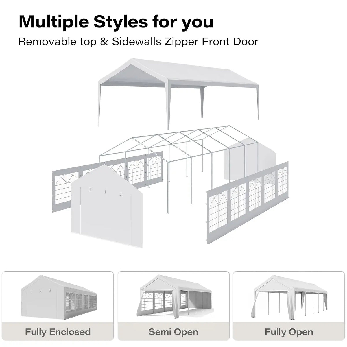 10x30ft Waterproof Party Tent with Removable Sidewalls & Roll-Up Door, Shelter for Wedding Backyard BBQ 20-40 People, Customized