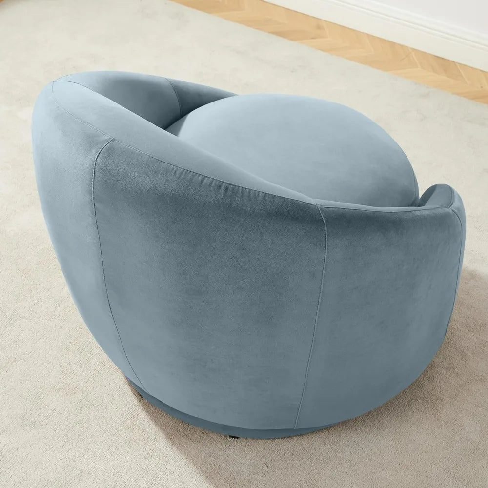 Swivel Barrel Chair, Upholstered Modern Round Accent Arm Chairs, 360° Swivel Single Sofa Armchair for Living Room and Bedroom,