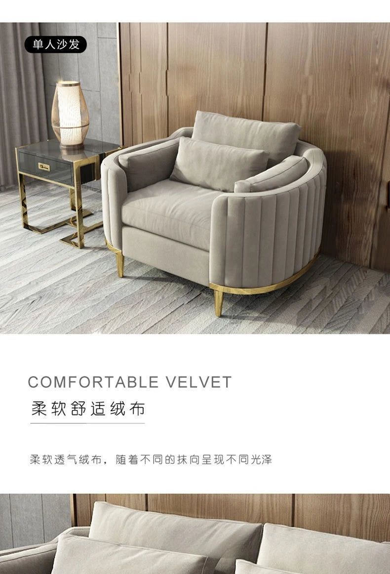 Light luxury fabric sofa simple modern large apartment living room coffee table combination