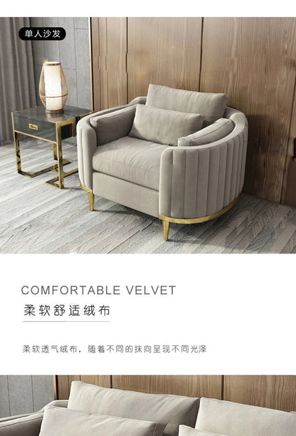 Light luxury fabric sofa simple modern large apartment living room coffee table combination
