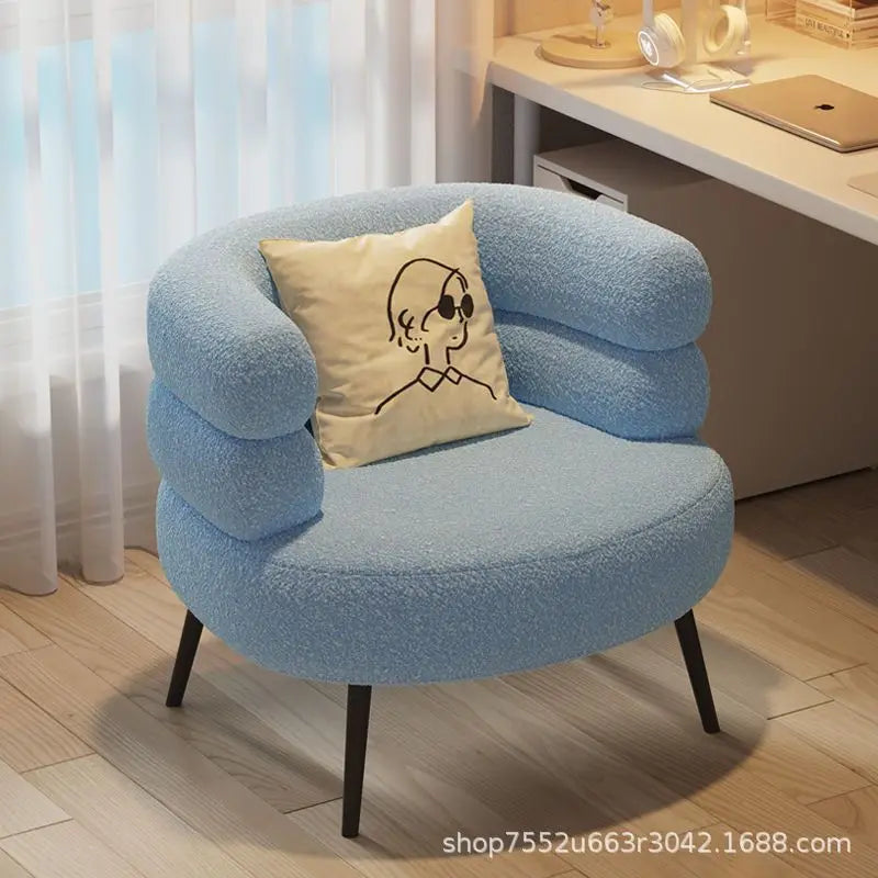 Internet celebrity backrest sofa lamb wool lazy sofa chair living room bedroom cloakroom casual makeup chair dresser chair