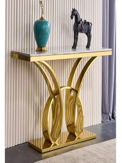 Narrow Gold Art Console Table Simple European Living Room Luxury Gold Corridor Console Table