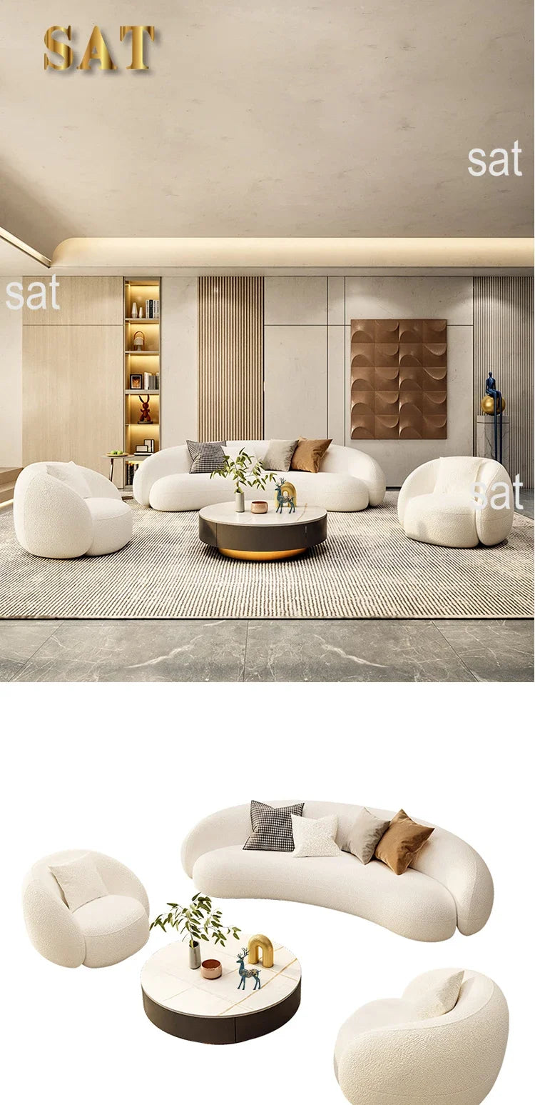 mHot Sales Modern Couch Simple Sofa Minimalist Special Shaped White Velvet Light Luxury Living Room Sofa Furniture l