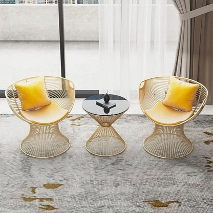 High-end stainless steel dining chair single sofa chair designer home living room wrought iron balcony