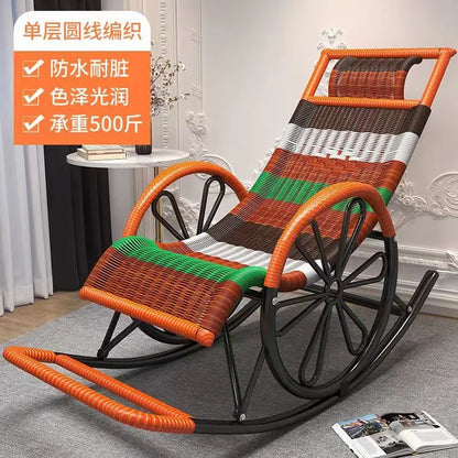 Rocking chair rattan chair adult nap recliner living room balcony lazy chair small rocking elderly leisure rocking